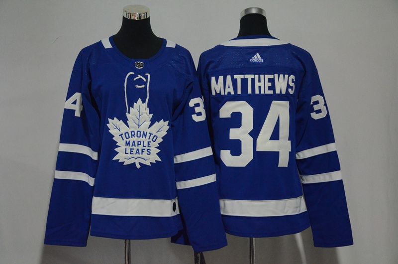 Women Toronto Maple Leafs #34 Matthews Blue Hockey Stitched Adidas NHL Jerseys